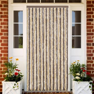 vidaXL - Vliegengordijn - 100x200 - cm - chenille - donkerbruin - en - beige