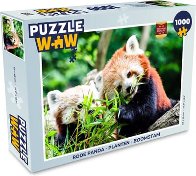 Puzzel Rode Panda - Planten - Boomstam - Legpuzzel - Puzzel 1000 stukjes volwassenen