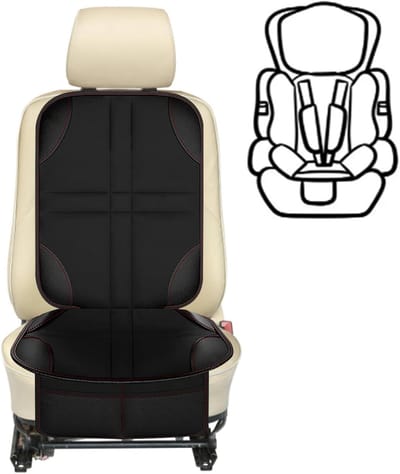 Famanu – Autostoelbeschermer voor kinderzitjes, compatibel met Isofix, met 2 opbergvakken, waterdichte bescherming tegen vlekken en schade, voor SUV's en sedans