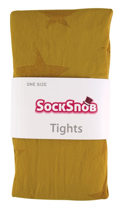 Sock Snob Dames80 denier ondoorzichtig patroon panty's - Star Mosterd