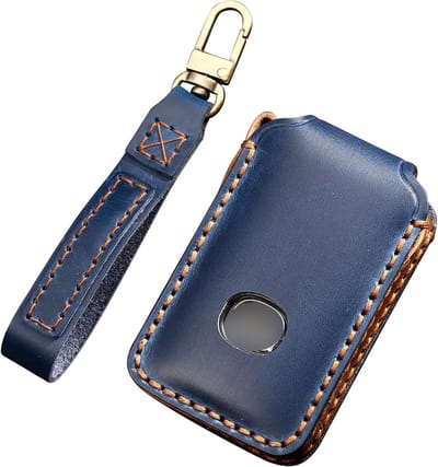 Lederen Sleutelhoes voor Mazda 3, CX-4, CX-5, MX5, CX-8, CX-9, CX-30 (2019-2021) - Sleutelbescherming, Sleutelaccessoires en Luxe Design voor 3 Sleutels in Blauw