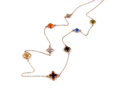 model Fiori gemengde motieven collier in zilver roze verguld gemengde motieven multicolor