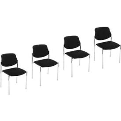 Nowy Styl stapelstoel STYL, zonder armleuningen, stapelbaar tot 6 stuks, tot 110 kg, bekleding in leerlook, zwart, 4 stuks