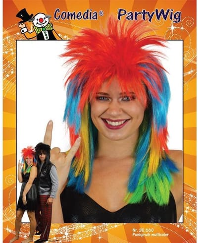 Witbaard Pruik Punk Synthetisch Multicolor