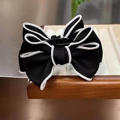Op Maat Gemaakte Look, Elegante Strik Haarklem voor Vrouwen Schattige Paardenstaart Houder & Kapselmaker, Antislip Grip, Chic Tweekleurig Ontwerp