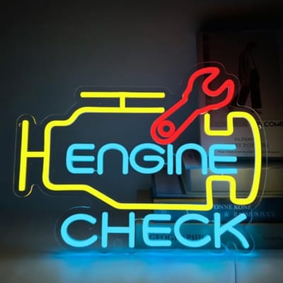 Neon Check Engine Schild voor Auto- en Garagedecoratie