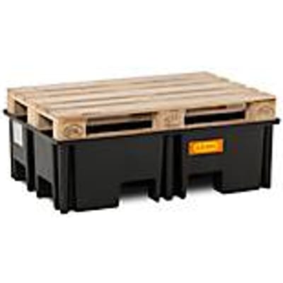 PE palletschacht CEMO 220/2 voor 1 europallet, L 1230 x B 830 x H 360 mm, 220 l, voor 2 x 200 l vaten, zonder rooster