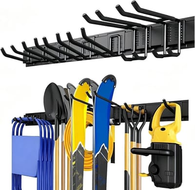 Garage Opberghaken - Wandgemonteerde Hangers - Gereedschap Organiseren - Zwaar Stalen Ontwerp - 43 x 14 x 13 cm - Zwart