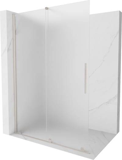 Mexen Velar schuifbare douchewand Walk-in 130 x 200 , ijsglas 8 mm, geborsteld nikkel - 871-130-000-33-97