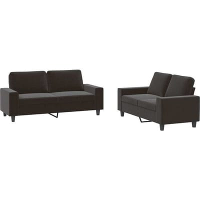 vidaXL - 2-delige - Loungeset - stof - zwart