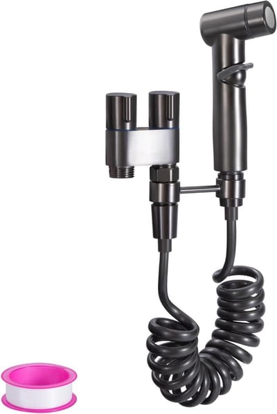 Bidet Hand Shower voor Toilet - Bidet Set - RVS met Tap Dispenser - Slang - Bidet Douche - Geschikt voor Huisdieren Wassen - Badkamer Schoonmaken - Grijs
