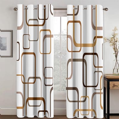 Gestreept abstracte kunst modern zwart en goud 2 Stuks Lichtfilterend Gordijn voor Woonkamer Slaapkamer Huis Raam Draperie Decor 75W60H(CM) 2PCS white