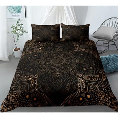 Zwarte Mandala Boho Dekbedovertrek Set King Queen Double Full Twin Eenpersoons Maat Bedlinnen Set 220*240cm 3pcs