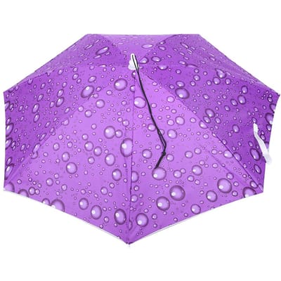 77cm Zonnebrand Winddicht Hoofdgemonteerde Paraplu Top Opvouwbare Hoed Paraplu Raindrops Purple