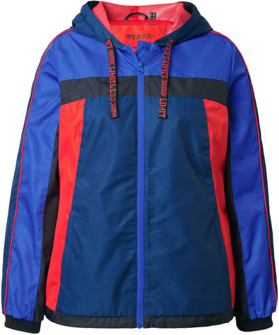 Ulla Popken - Dames - Outdoorjas met capuchon waterafstotend koord in de zoom - Donkerblauw - Maat 42+