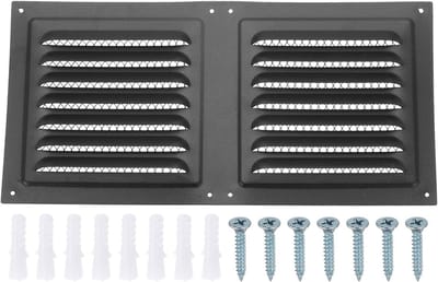 Gevel Vent - Buitenmuur Uitlaat - Ventilatie Bieden - Schuin Lamelontwerp - 300x150mm - Zwart