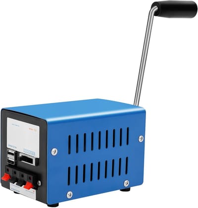 Hand Crank Generator - Noodstroom Dynamo - Energie Opwekken - Duurzame Metalen Behuizing - 20W Max Vermogen - Blauw