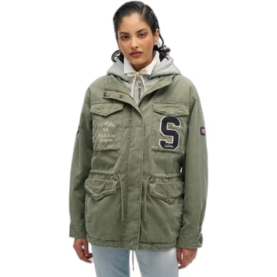Superdry - Military jas van jersey met capuchon en borduursel - Dames - Buitenjassen