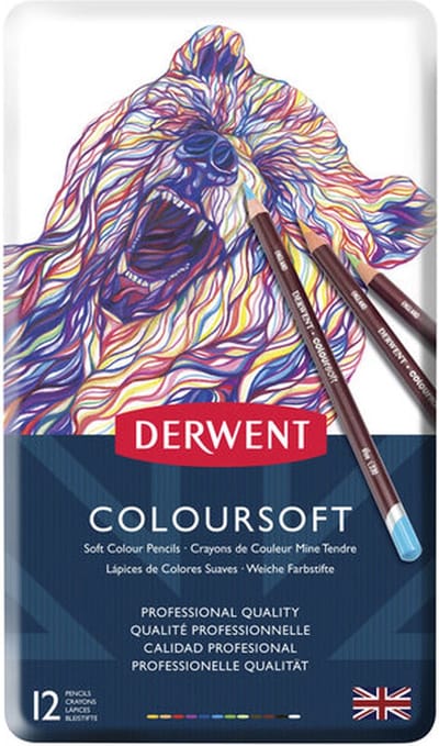 Derwent Coloursoft Potloden in blik 12 stuks
