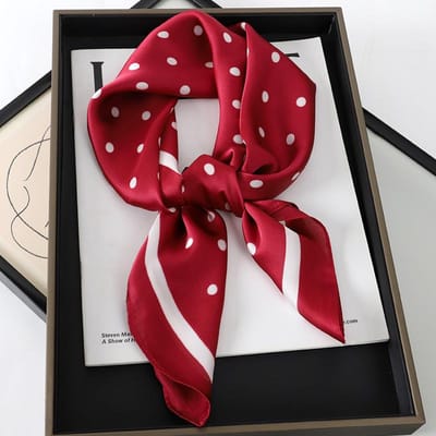 Écharpe Carrée Plaid en Soie de Luxe pour Femmes Bande Satinée pour Cheveux de Cou Foulard Doux pour le Travail Hijab Tête Foulard Féminin red