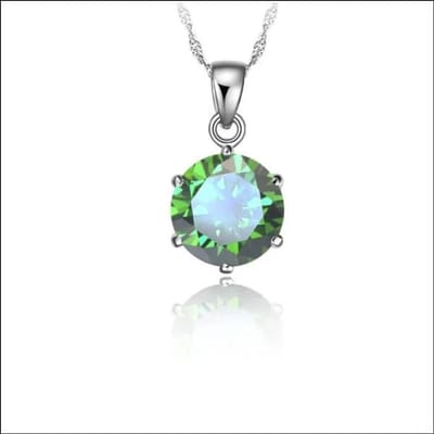 Aramat Jewels | Halskettingen | Zilveren Dames Halsketting met Ronde Zirkonia | Groen | |1,5mm | Zilver | Volwassenen | Verkleurd niet