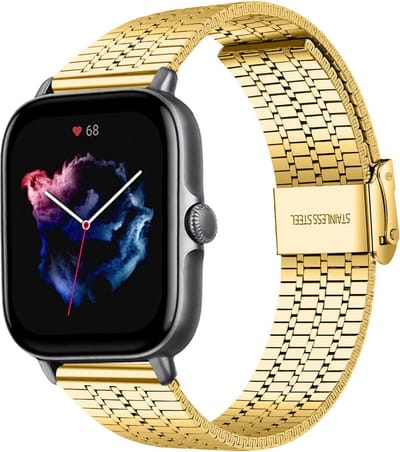 Strap-it Luxe roestvrij stalen smartwatch band - geschikt voor Xiaomi Amazfit GTS 1-2-3-4 - Mini / Bip / Bip S / Bip Lite / Bip U Pro / Amazfit GTR 42mm - goud