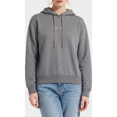 GUESS  Eco Hoodie Shiny Cord Sw Medium Charcoal Heat Taglia: XS | Felpe con cappuccio Outlet | Donna | Nero