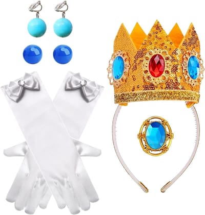 8-delig Prinsessen Kostuum Accessoires Set met Kroon, Handschoenen en Broche voor Halloween en Cosplay Feestjes
