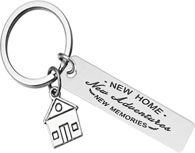 Fako Bijoux - Sleutelhanger New Home, New Adventures, New Memories - Huis - Sleutelring Tekst - Cadeau - Geschenk - Zilverkleurig