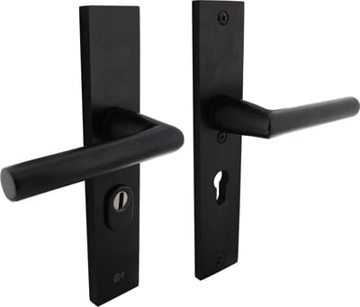 Intersteel Veiligheidsbeslag met kerntrekbeveiliging SKG*** profielcilinder 55 mm rechthoekig achterdeurbeslag zwart
