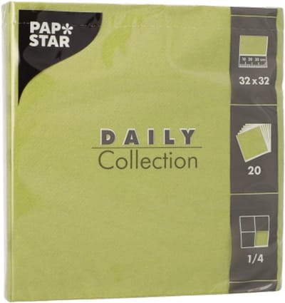 15x 20 Servetten DAILY Collection 1/4 vouw 32 cm x 32 cm olijfgroen