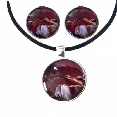 2-Delige set-Clip oorbellen-Ketting-2.5 cm-Burberie- Charme Bijoux