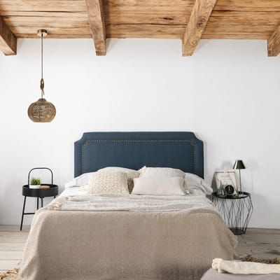 Hoofdbord Gestoffeerd - Bed Hoogte - Slaapkamer Decoratie - Met Kopspijkers - 160x60 cm - Blauw