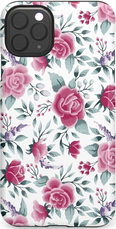 Casetastic Hoesje Geschikt voor Apple iPhone 11 Pro Max - Stijlvolle Beschermende Duo-layer Case - Paarse Bloem Pracht