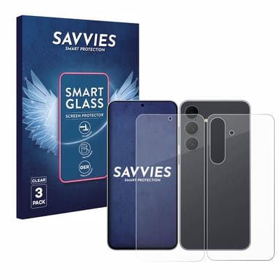 3 Stuks Savvies Screenprotector - geschikt voor Samsung Galaxy S25 FE Enterprise Edition (Voor+Achter) - beschermfolie glas transparant