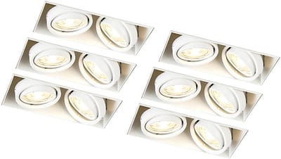 QAZQA oneon trimless 50 - Moderne Grote inbouwspot - 6 stuks - L 19 cm - Wit - Woonkamer | Slaapkamer | Keuken