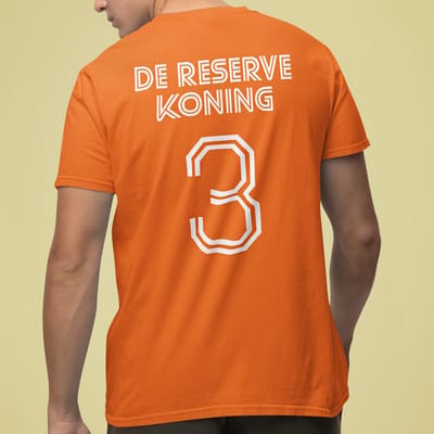 Oranje T-shirt "De Reserve Koning" XS