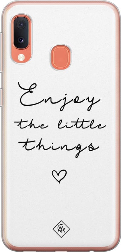 Casimoda® hoesje - Geschikt voor Samsung A20e - Enjoy Life - Backcover - Siliconen/TPU - Geel