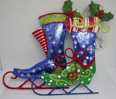 Kurt Adler - Kersthanger - 2 stuks - schaatsen - blauw - 12,5 x 15 cm - metaal
