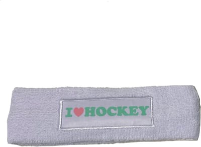 Hingly I love hockey hoofdband / zweetband wit - zacht roze - groen