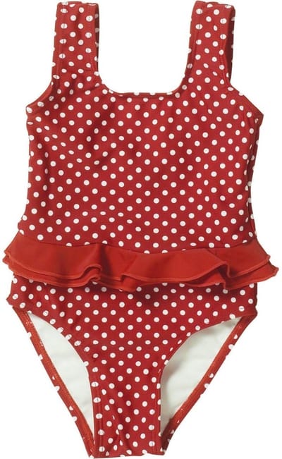 Playshoes UV badpak Kinderen Stippen/Ruches - Rood - Maat 110/116