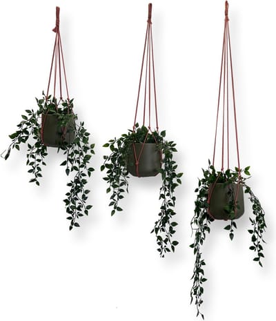 Voordeelset van 3 Plantenhangers Zonder Kwast - Oud Roze - 60, 80 en 100 cm - Katoenkoord - Handgemaakt in ons Macramé Atelier - 3 Stuks - Let op: Exclusief Pot - Inclusief Verzendkosten