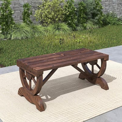 Pugsdrly Tuinbank Hout Weerbestendig Zitbank Tuinmeubelen Rustieke bank Natuur 98 x 50 x 39,5 cm