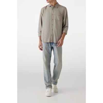 GUESS  Eco Ls Bowie Tencel Shir Traditional Khaki Mu Taglia: S | Camicie Casual Outlet | Uomo | Marrone