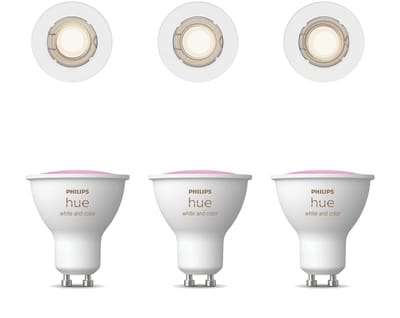 Philips Hue Peridot Set van 3 Inbouwspots (Wit) - Rond - Niet Richtbaar - GU10 - Wit en Gekleurd Licht - Hue White and Color Ambiance