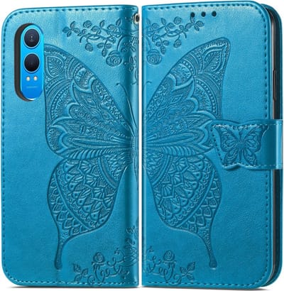 Coverup Hoesje - Geschikt voor OnePlus Nord CE4 Lite 5G Hoesje - Coverup Vlinder Book Case - Blauw