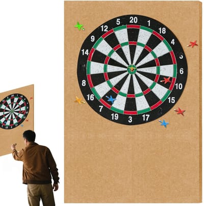 Dailygoods- Dartbord Muurbescherming Vilt - Zelfklevende Rand - Geluidsreductie - Kurk Bevestiging - 30x30 cm - Geelachtig Bruin - Dartbordrand