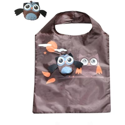Schattige opvouwbare boodschappentas met dierenuilprint, milieuvriendelijke reistas voor dames, schoudertas voor dames, herbruikbare shoppertas koffie
