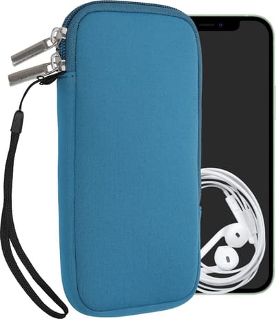 kwmobile telefoontasje universeel geschikt voor XXL - 7" smartphones - 17,7 x 8,5 cm - Hoesje met rits en polslusje -In korenbloemenblauw -