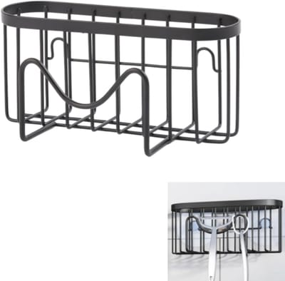 Afwasbak organizer - Afdruiprek voor de badkamer - M-vormig ontwerp - Roestvrij staal - Geen boren nodig - Roestbestendig - Inclusief 2 zelfklevende pads - Zwart